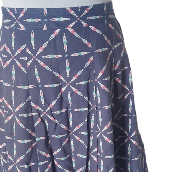 Seasalt Serene Womens Skirt UK Size 12 Blue with Synchronised Swimmers Pleated - Picture 2 of 8